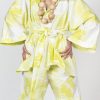 yellow print kimono