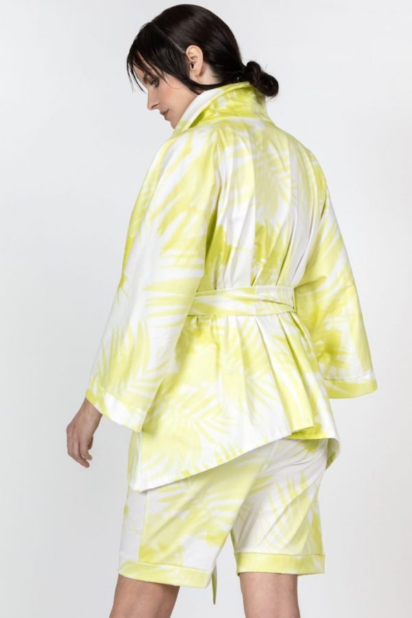 yellow print kimono
